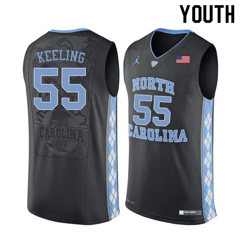 Youth #55 Christian Keeling North Carolina Tar Heels College Basketball Jerseys Sale-Black - Click Image to Close